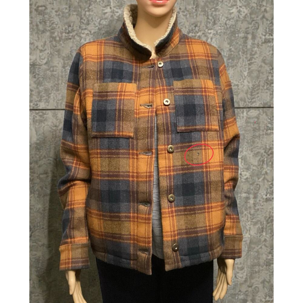Toad & Co Women's Burntside Trucker‎ Jacket plaid sherpa lining size S